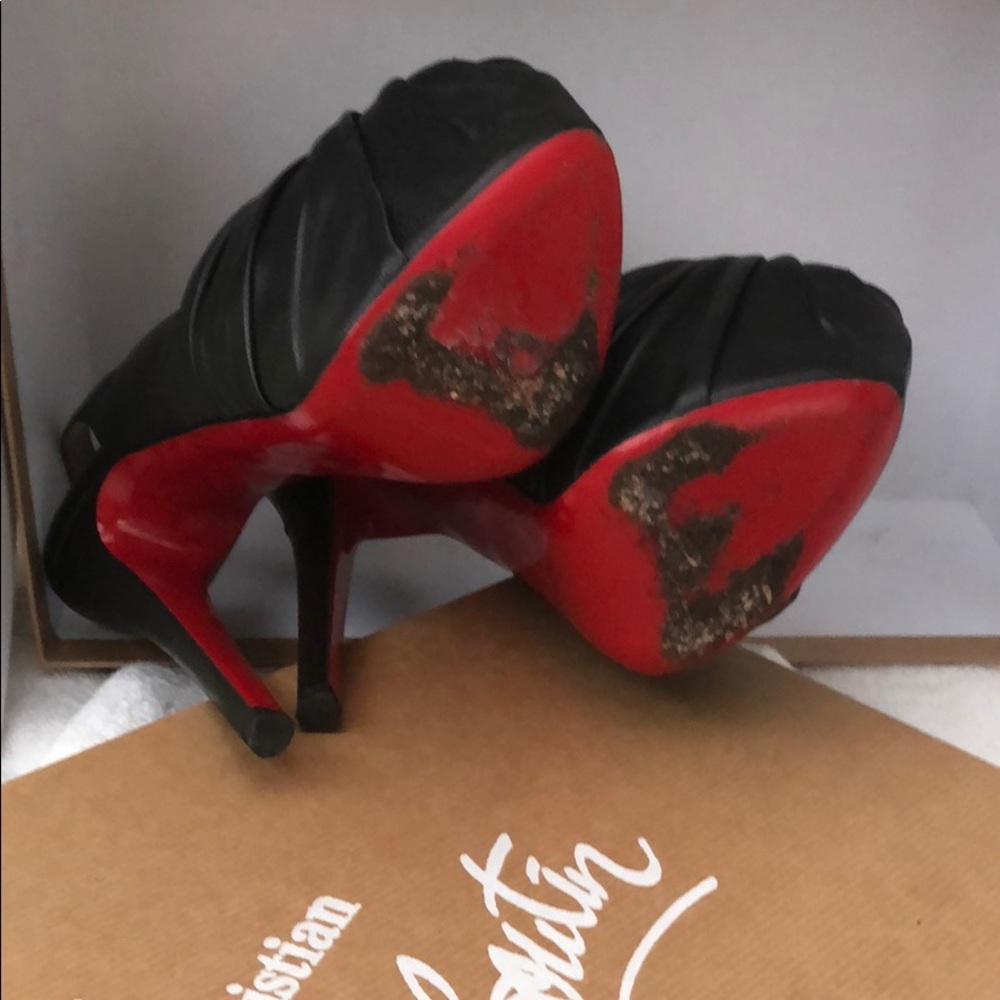 Black Slingback High Heel Peep-Toe Pumps - Picture 2 of 7